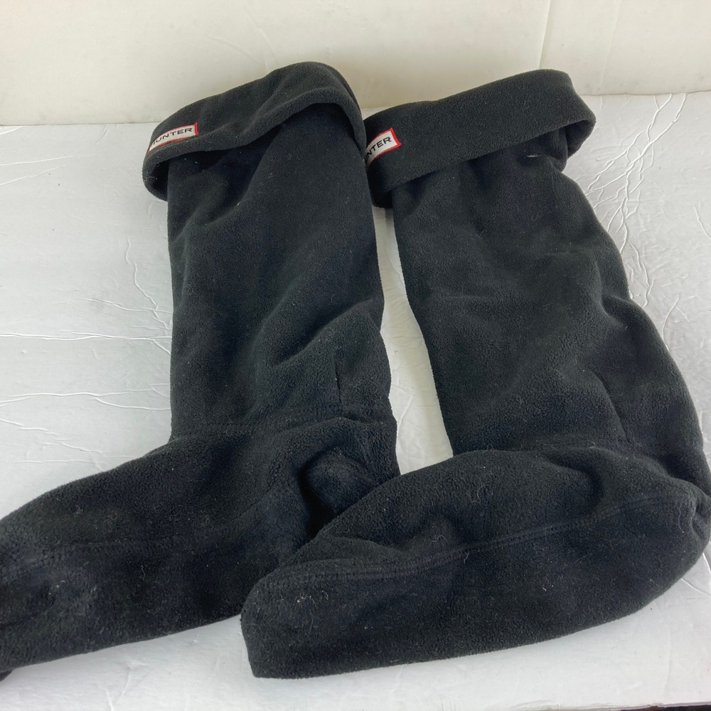 Hunter Boot Socks Women M/L Black‎ Fleece Tall Rain Boot Liners Logo Warm Cozy